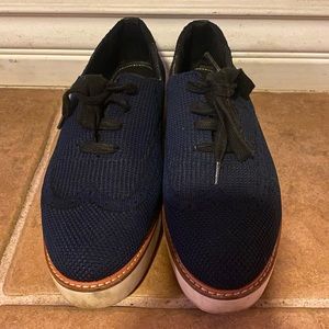 Zara Navy Fabric Loafers